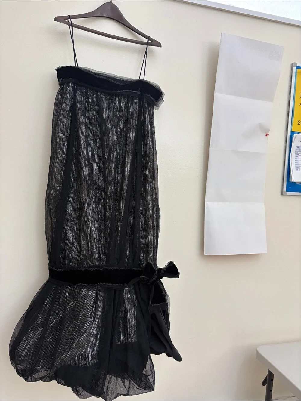 Tory Burch Black Metallic Mesh Evening Skirt